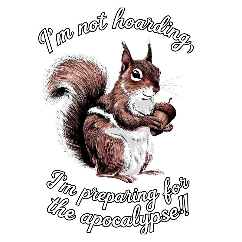 Funny Squirrel Whimsical Hoarding Humor Survival