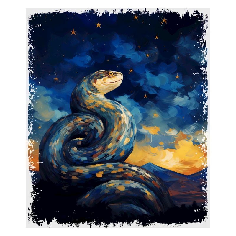 Kugelpython Schlange Sternennacht Gemälde