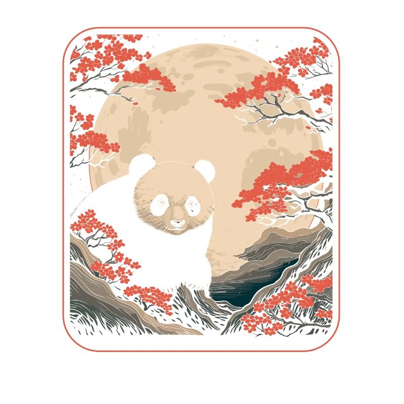 Panda géant Panda Ours Japon Cerisier Fleur Lune