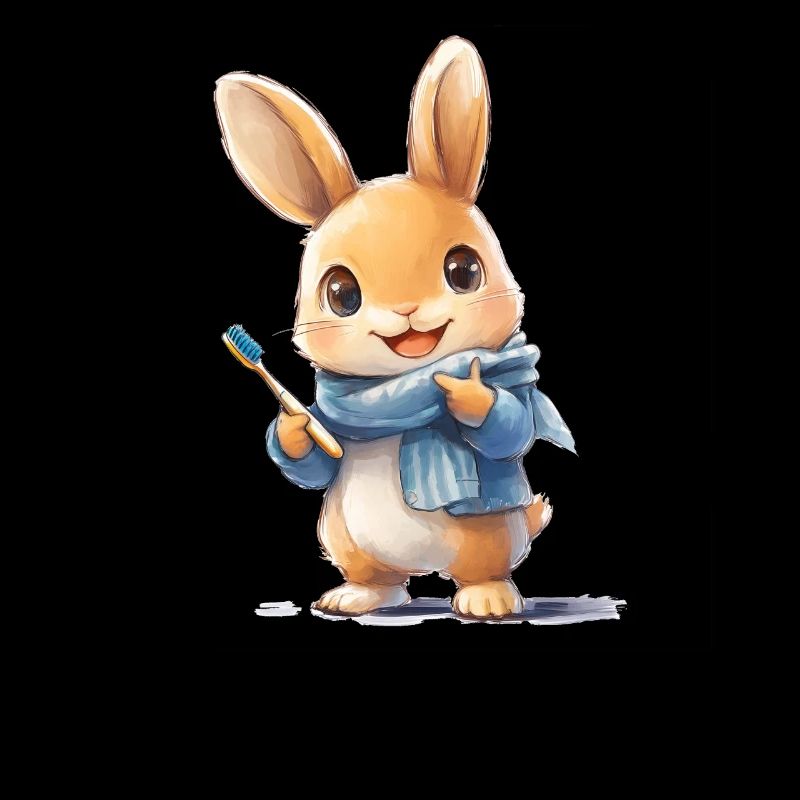 Rabbit with toothbrush