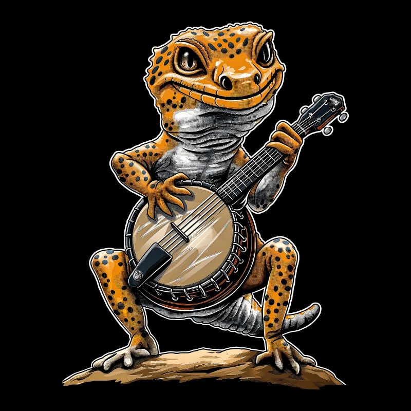 Leopard-Gecko-Eidechse Bluegrass-Banjo-Spieler