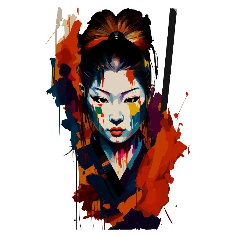 Samurai Kriegerin – Auffällige Spritzer Kunst