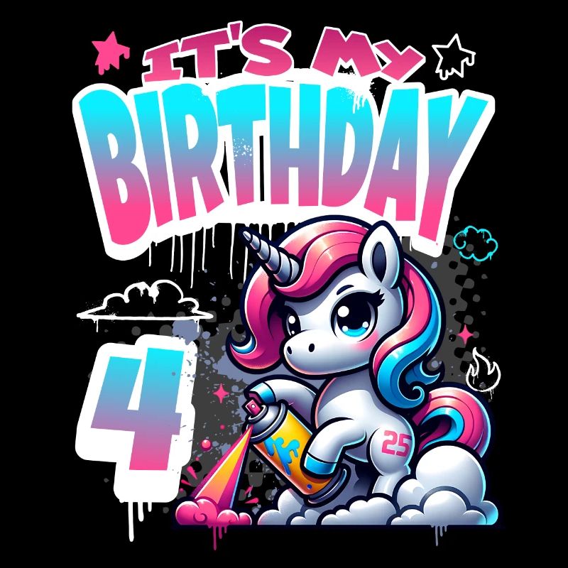 4. Geburtstag Einhorn Graffiti Mädchen
