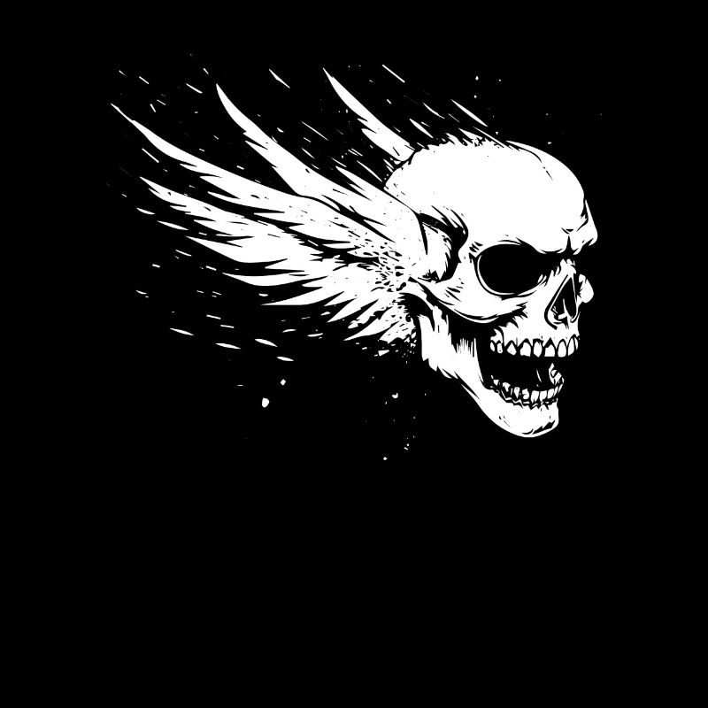 Skull with wings for bikers – dynamics