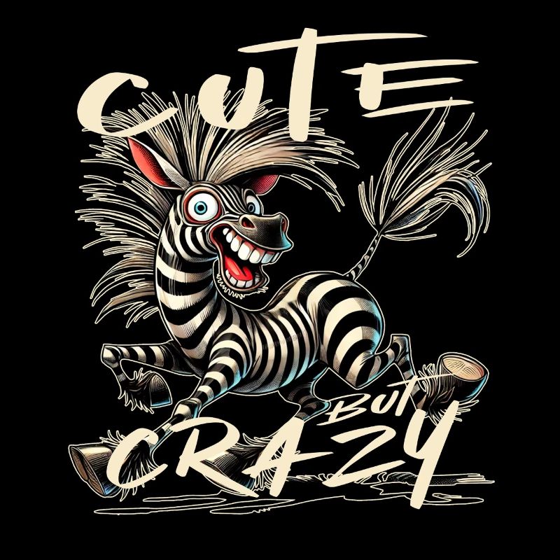 Cute but Crazy Zebra Comic Style Funny Motif