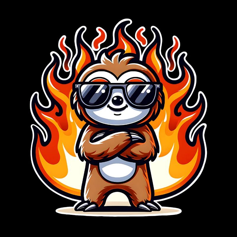 Sloth Cool Flames Fire