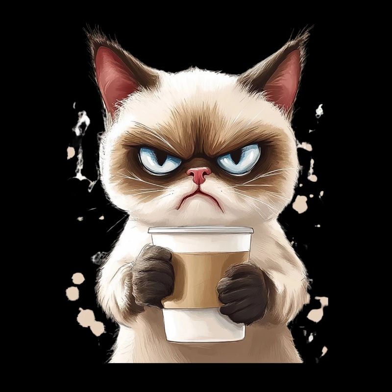 Grumpy Katze mit Kaffee - Morgenmuffel