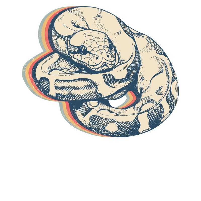 Kugelpython Schlange Retro Line Art