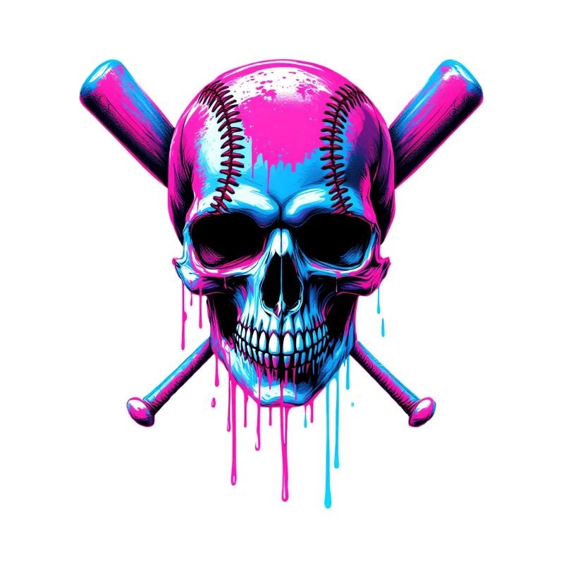 Baseball Skull Baseball Bat