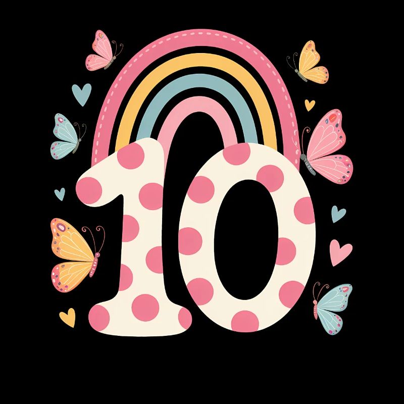 Regenbogen Schmetterling 10. Geburtstag Mädchen