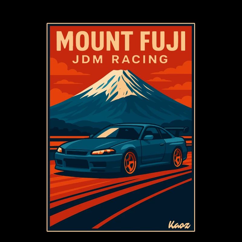 Affiche de course JDM du mont Fuji