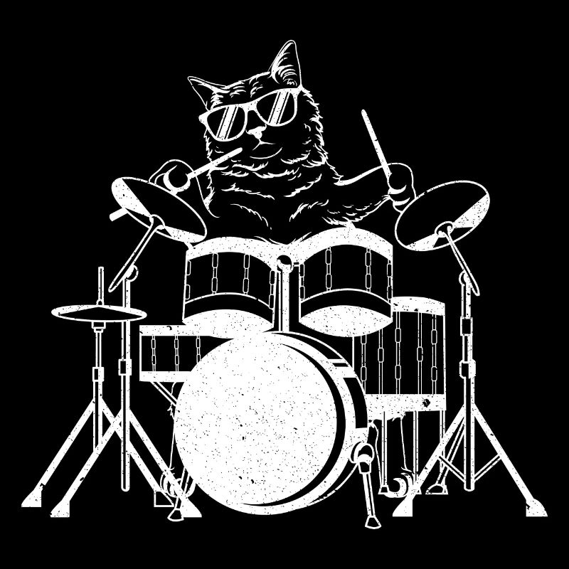 Drum-playing cat