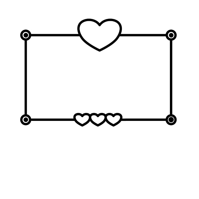 Black Heart Frame Rectangular Shape