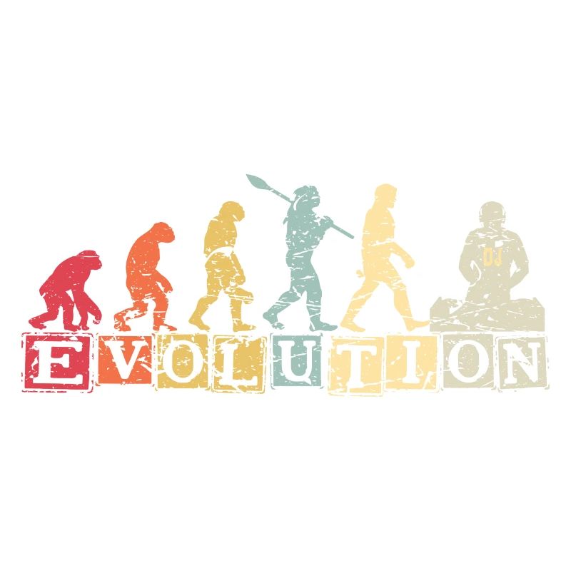 Evolution de l’homme DJ Techno Vinyle Rétro Vintage