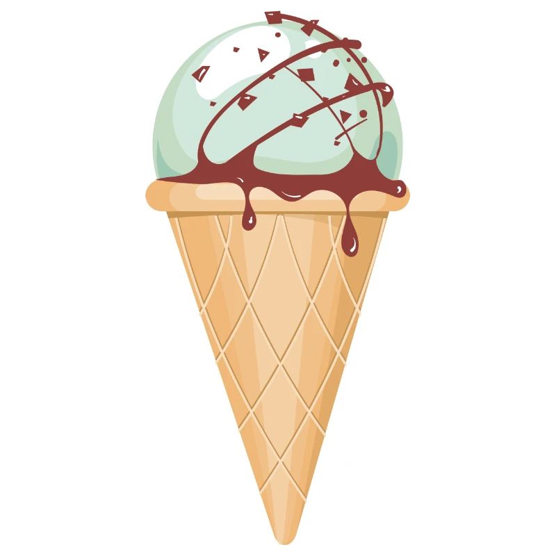 Cornet de crème glacée aux pépites de chocolat à la menthe
