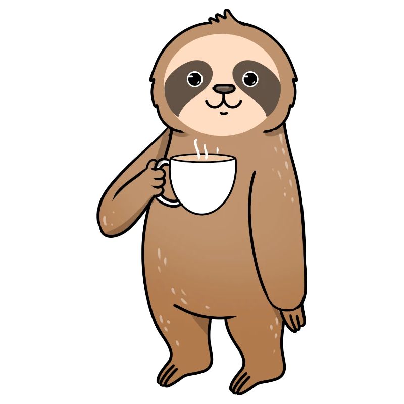 Sloth drinks coffee