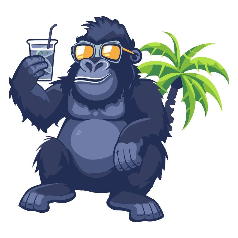 Gorilla Sommer Strand Comic