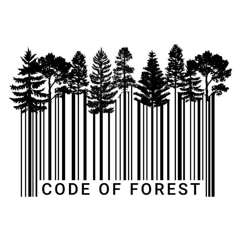 Code-barres Forêt Nature Code forestier Arbres Noir