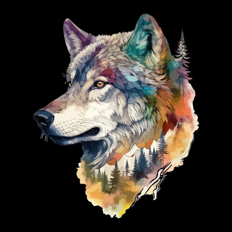 Wolf Wolf’s Head Nature Wilderness Forest Trees Art