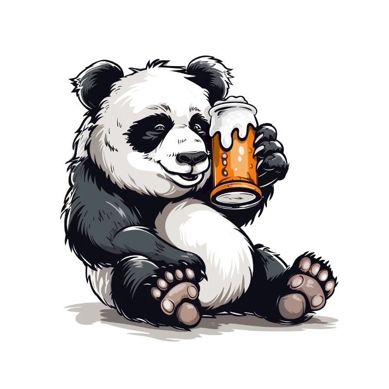 Cute Panda Drinking Beer 2