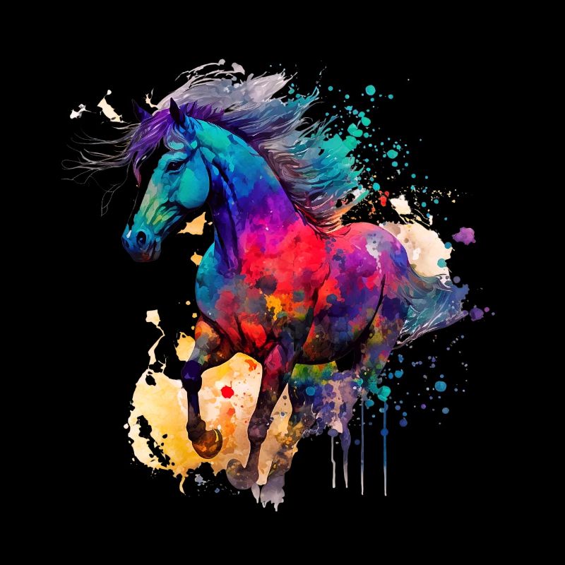 Idée passion chevaux cavalière aquarelle splash