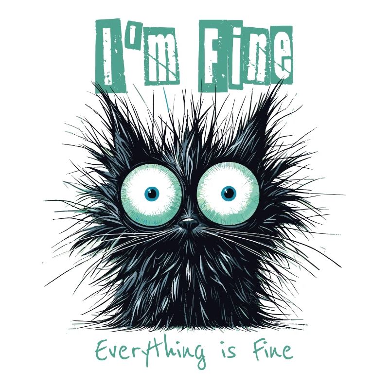Zerzauste Katze I'm Fine Everything is Fine
