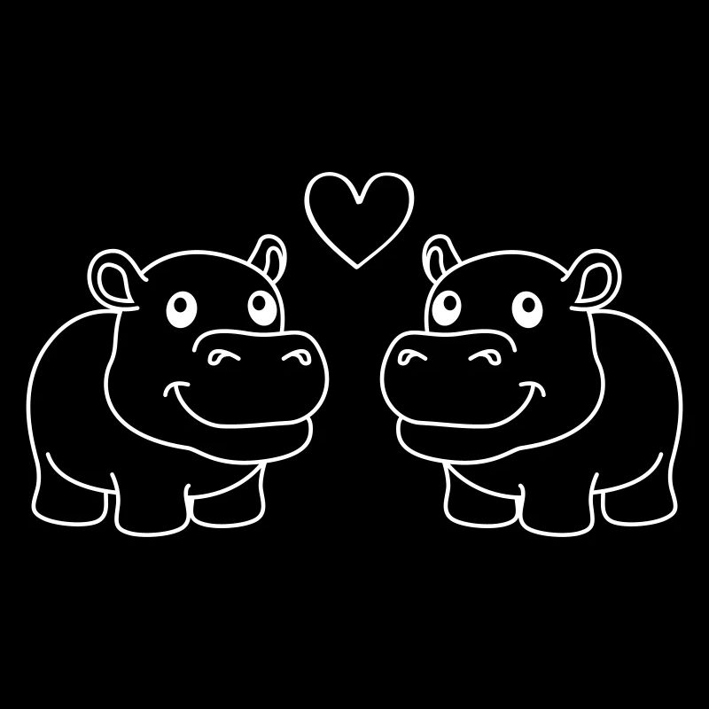 Nilpferd Comic Tier Paar Liebe