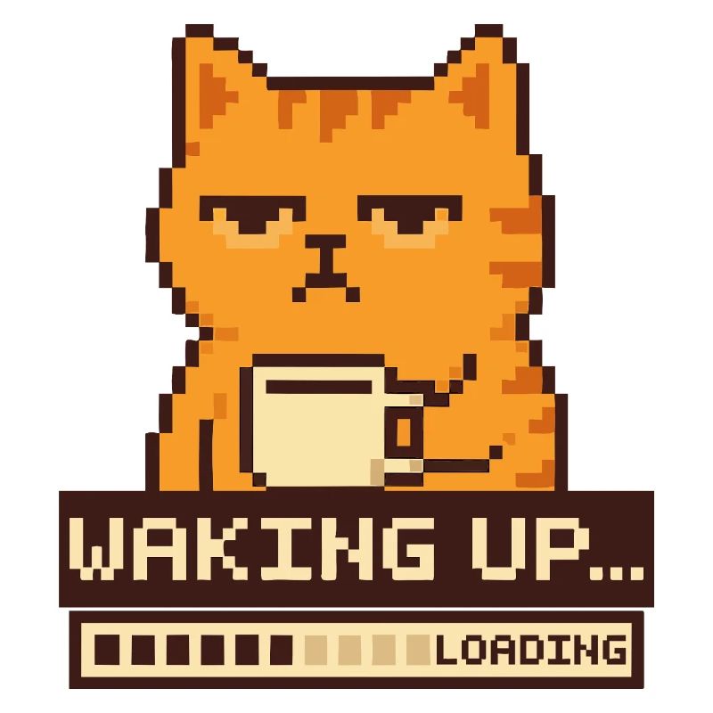 Waking Up Loading – Pixel Cat Funny