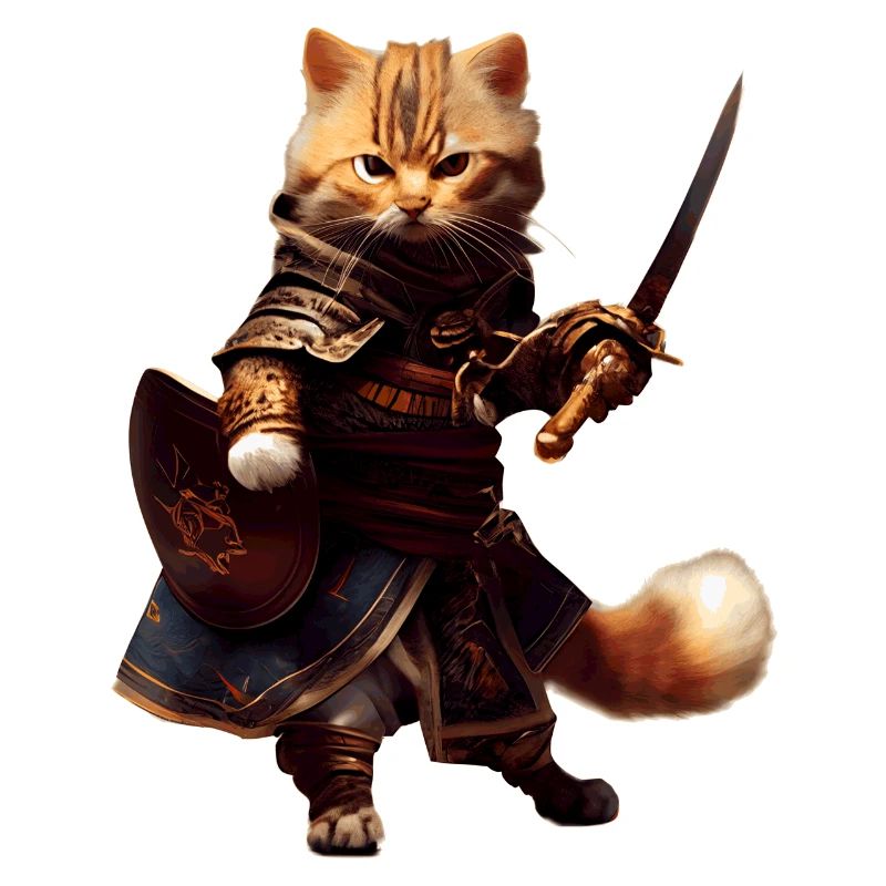 Chat avec manteau et épée comme un pirate courageux