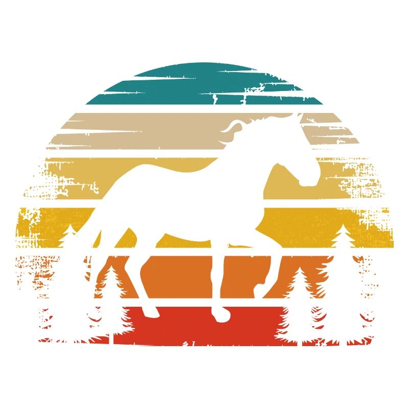 Retro Sun and Horse - (3)