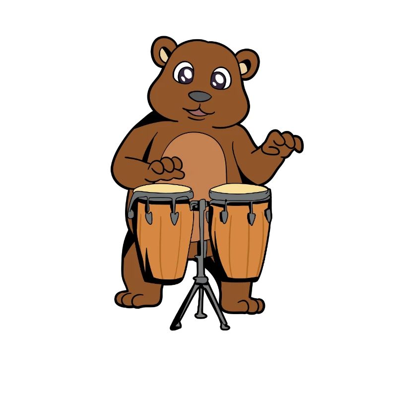 Comic Bear plays percussion