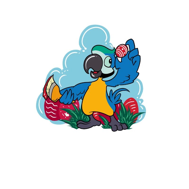 Parrot paints Easter eggs - Easter parrot