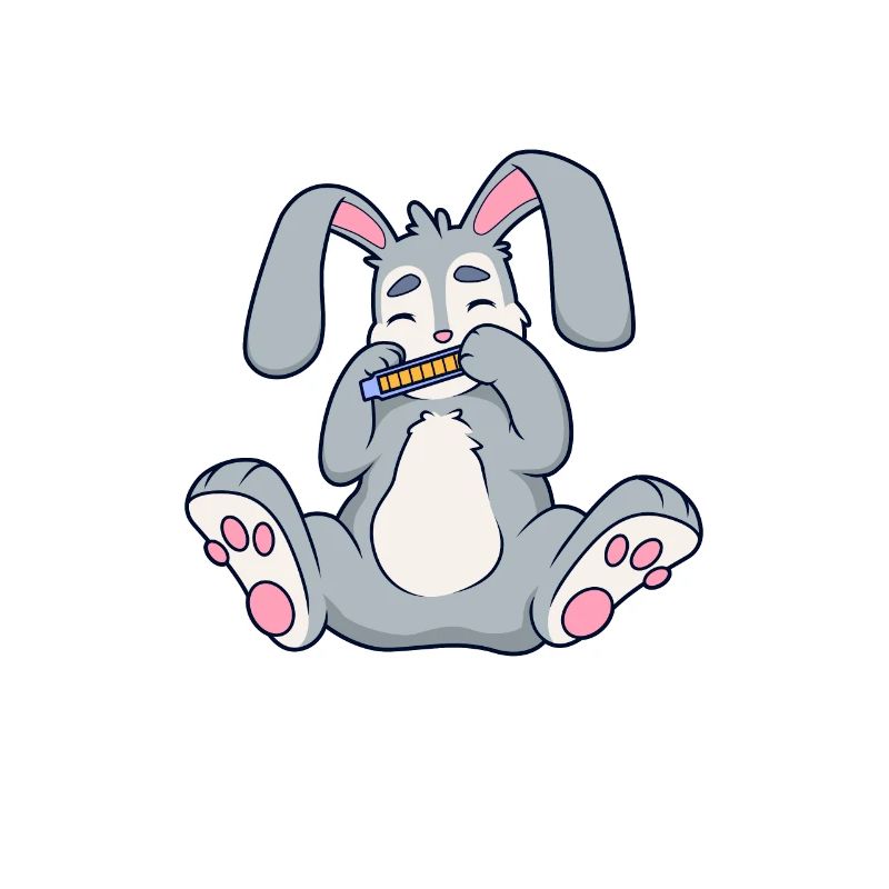 Rabbit plays harmonica