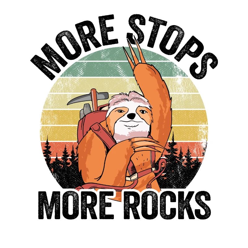 More Stops More Rocks Vintage Sunset Retro Sloth