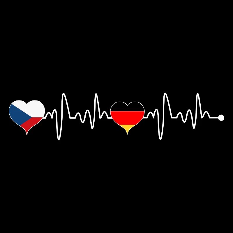 République Tchèque Allemagne Flagge Herzschlag