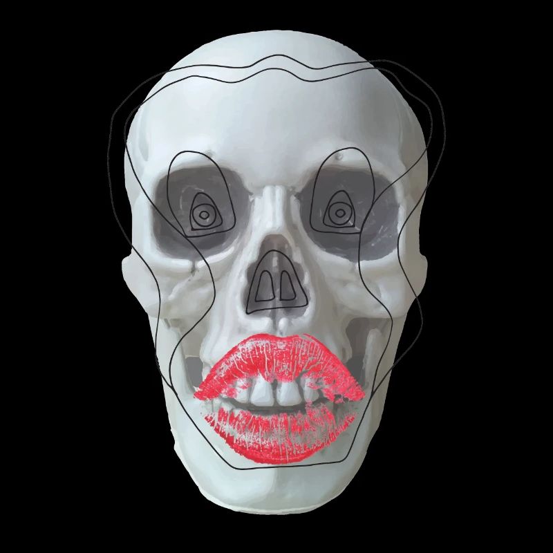 Skull with red lips