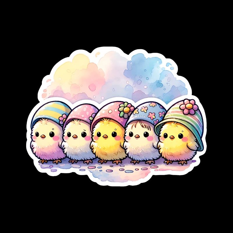 Cute Group of Chicks With Easter Egg