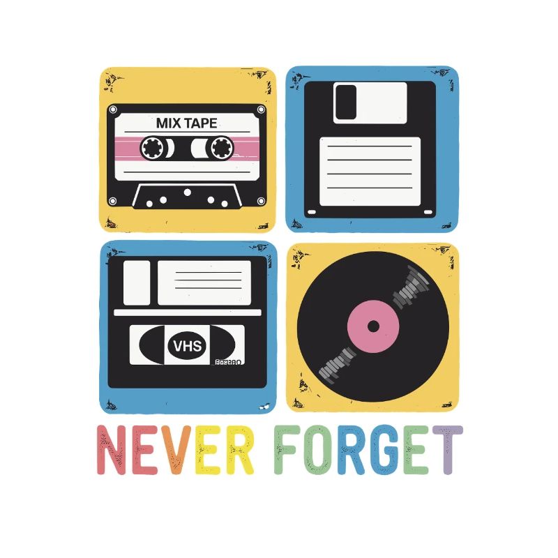 Never Forget 80s Mix Tape Floppy Disk VHS