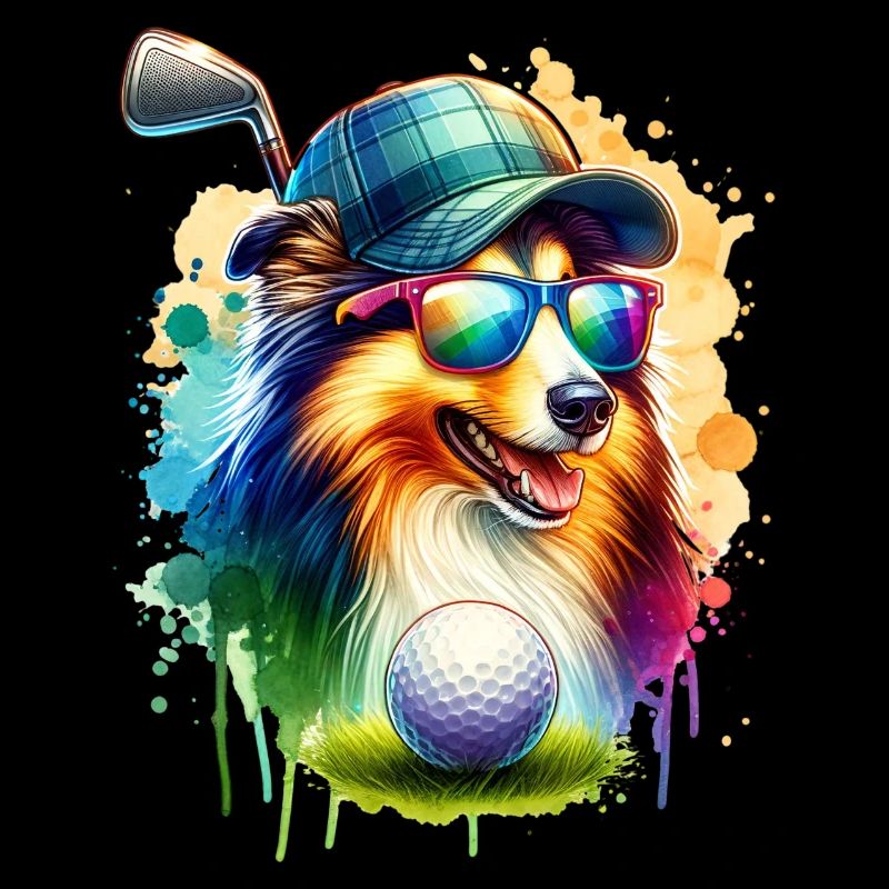 Sheltie Golfer Golf Course Chiens