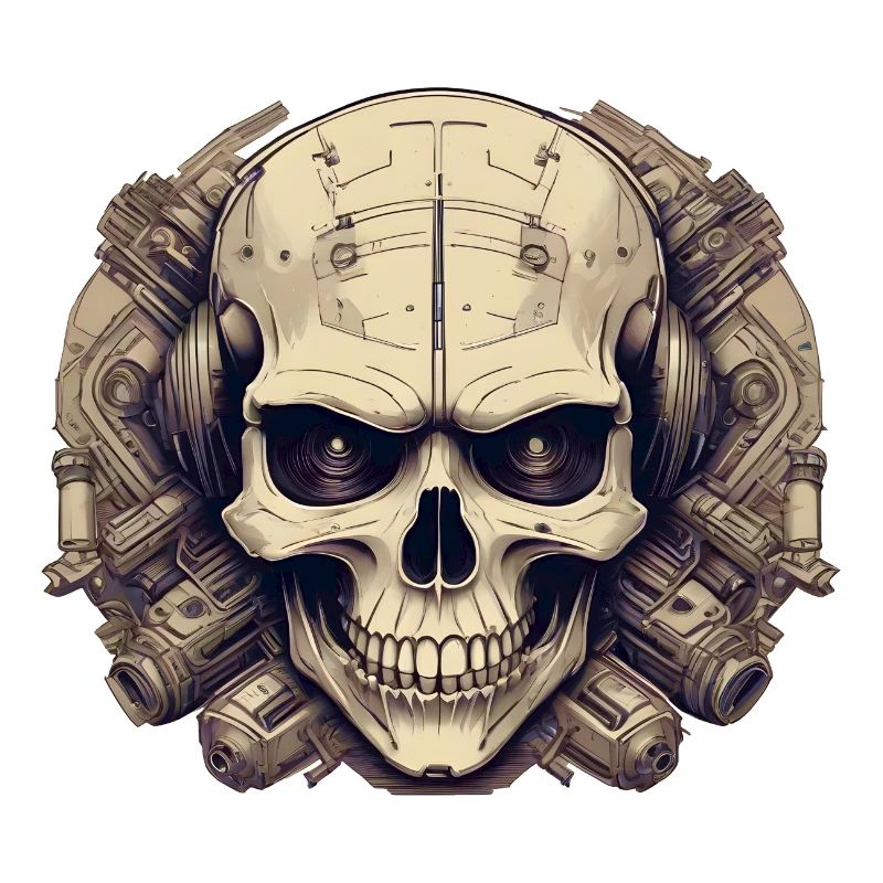 Bionic Schädel - Comic-Stil Logo