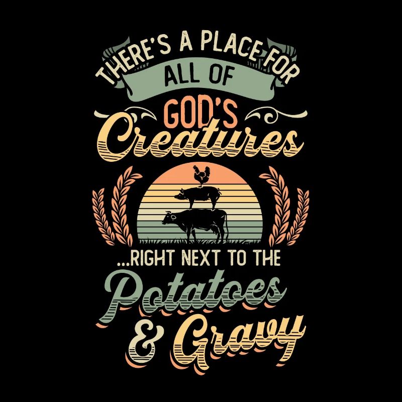 Creatures next to potatoes and gravy.