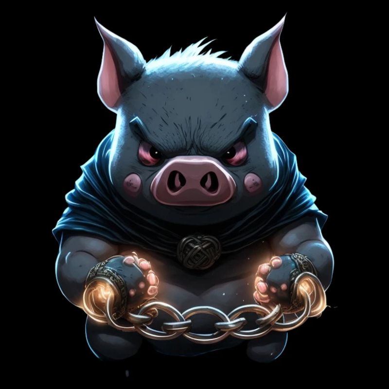 chained pig