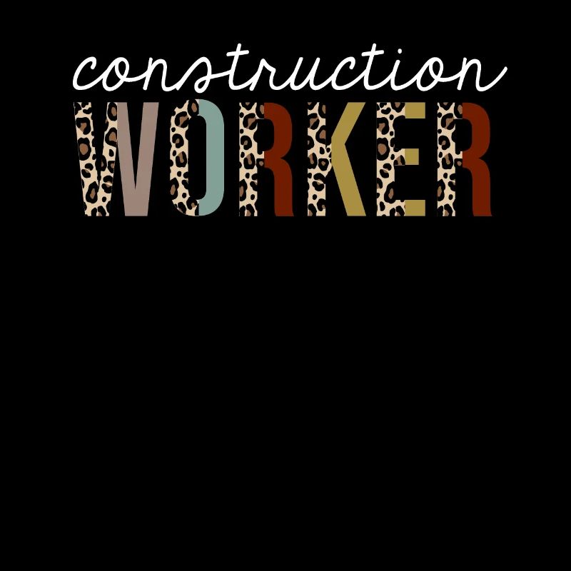 Construction Worker Leopard Print Funny Gift