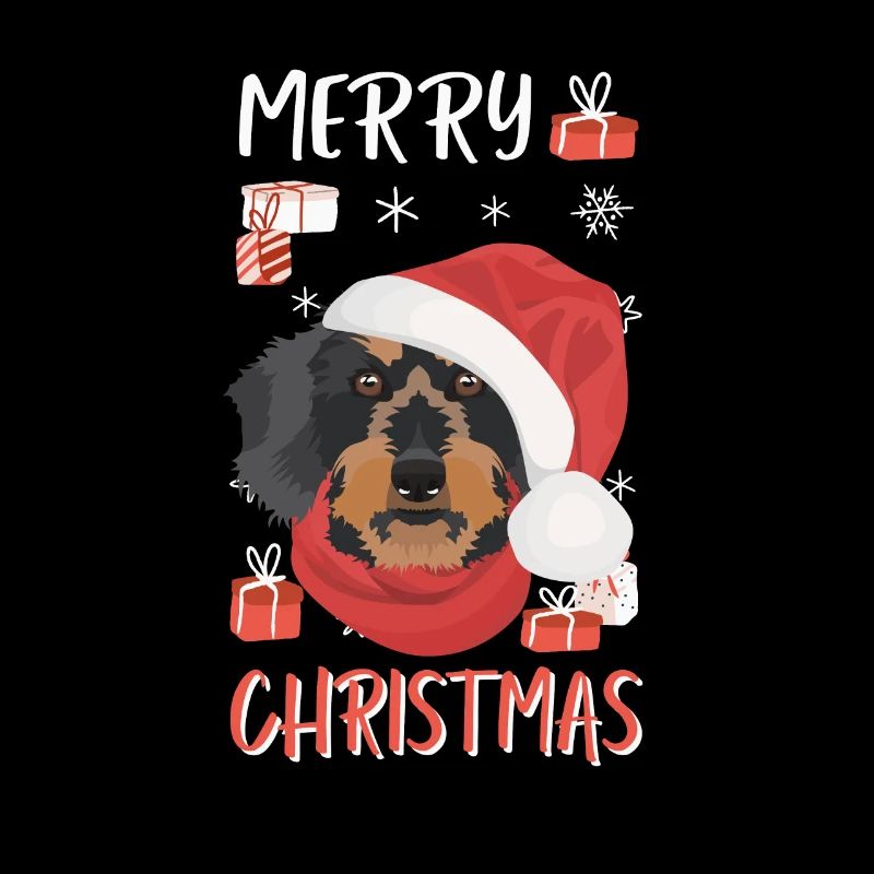 Wire-haired Dachshund Merry Christmas
