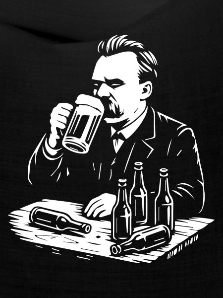 Friedrich Nietzsche trinkt Bier Illustration