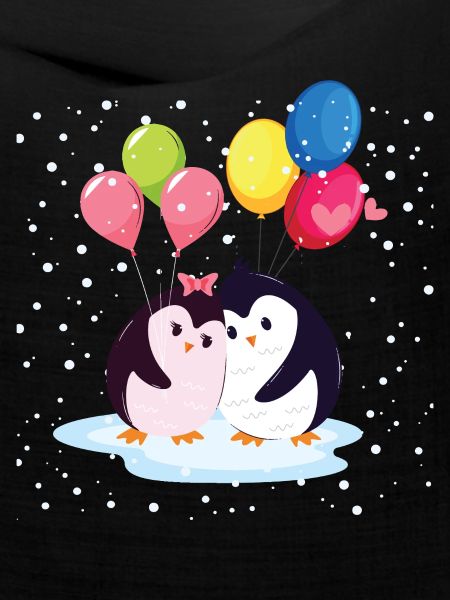 Pinguine mit Luftballons