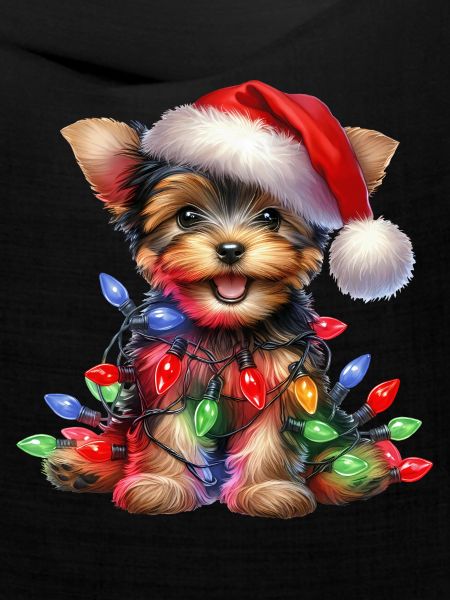 Festlicher Hund mit Lichterkette