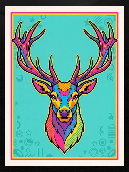 Hirsch Neon Pop-Art Kopf