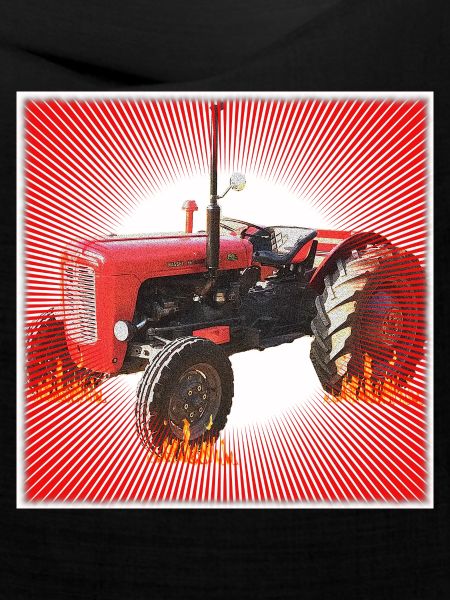Roter Traktor mit Strahlendes Muster