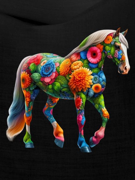 Pferd mit Blumen geschmückt